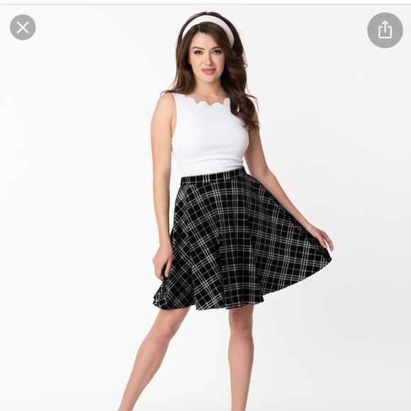 Smak Parlour Black Velvet & Sparkle Plaid Sweet Talk Skirt - Picture 1 of 3